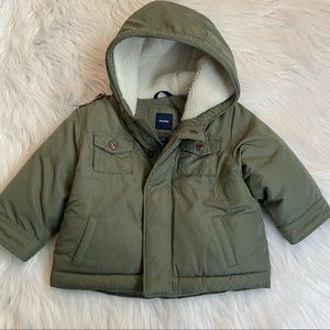 GAP Kids military Green Hooded Puffer Coat